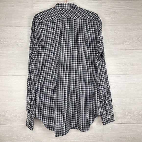 Billy Reid Mens Button Down Shirt Size XL Check Plaid Blue Long Sleeves Italy - Picture 5 of 14
